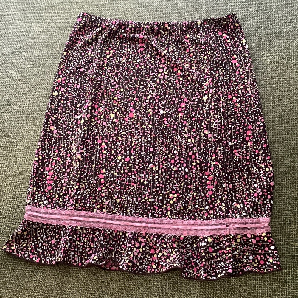 Girl’s Floral MIDI Skirt with lace and ribbon accent